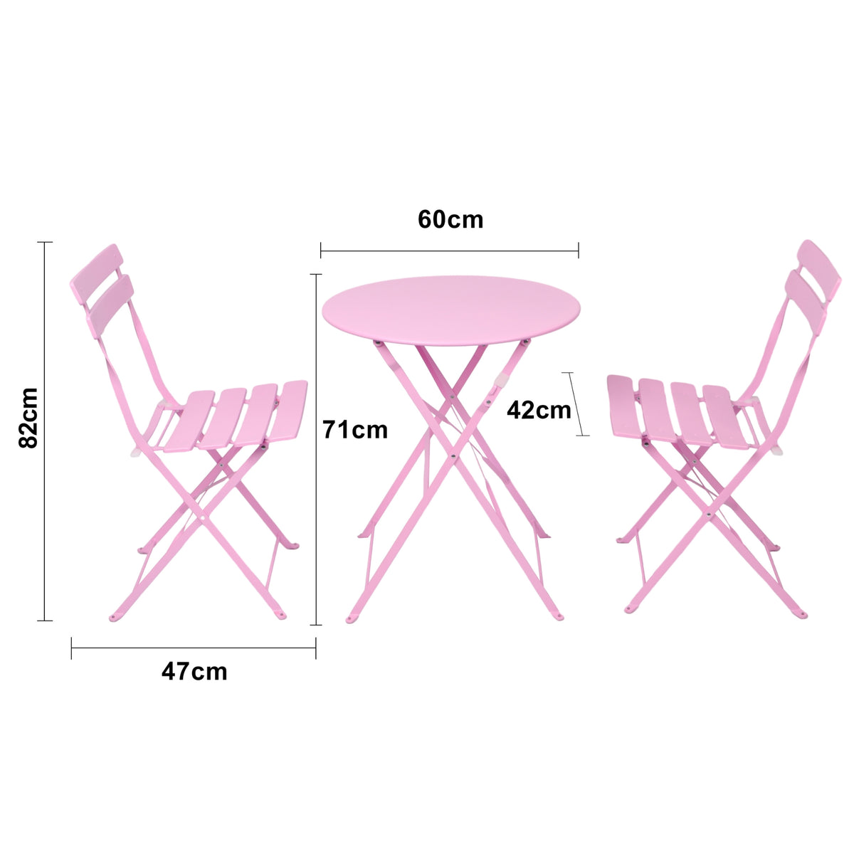 Bistroset 3-teilig, klappbarer Bistrotisch mit 2 Stühlen