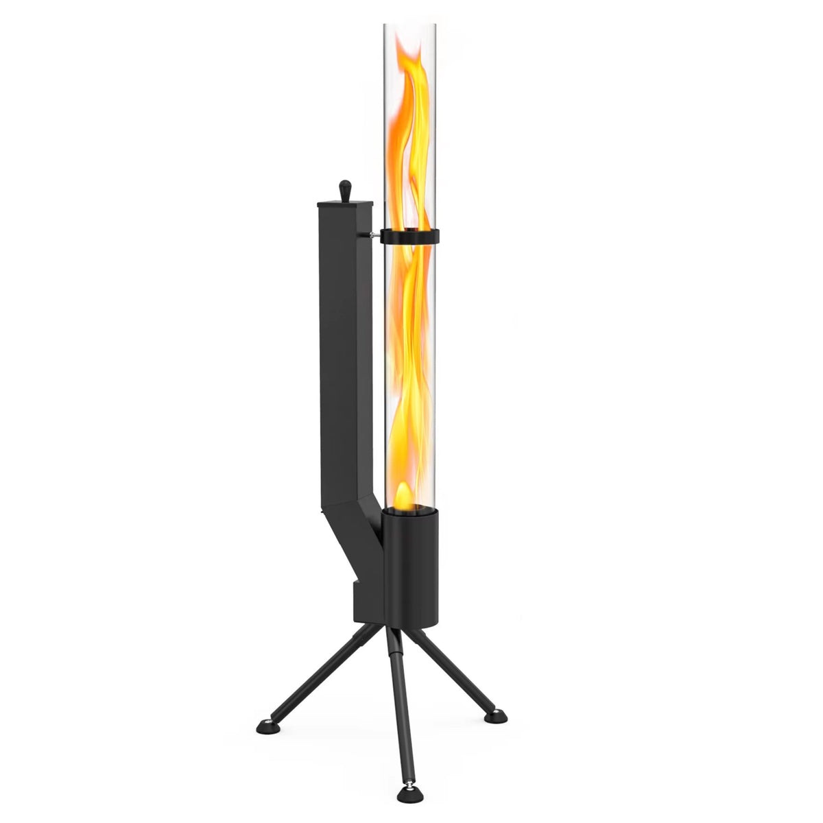 Albatros hochwertige Pelletfackel Schwarz | Raketenofen für den Garten | mit Glas Feuerrohr | Terrassenheizung Terrassenofen | Outdoor Feuerstelle ohne Strom | bis 2h Brenndauer