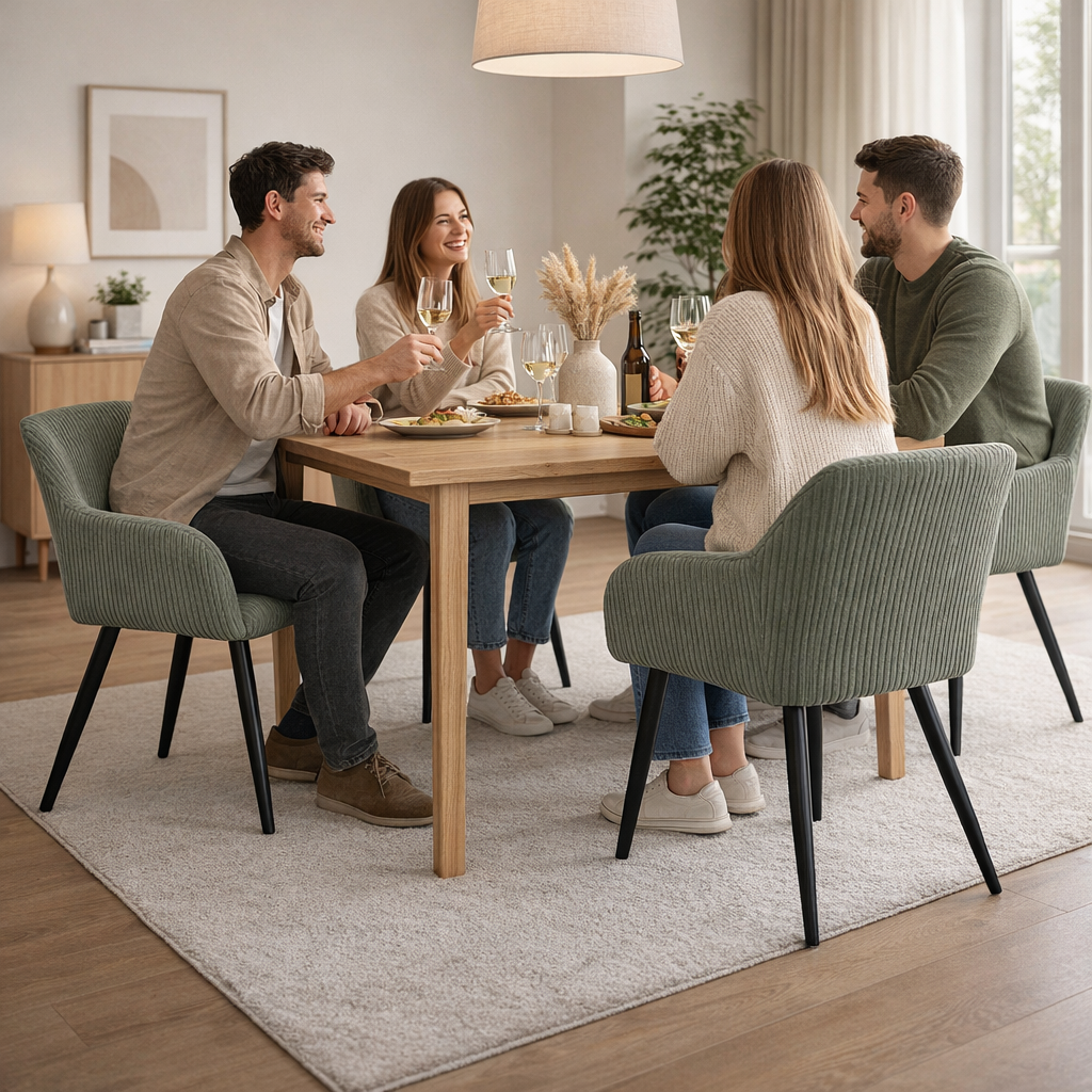 Albatros Esszimmerstuhl SILA – 2er Set Polsterstühle mit Armlehnen, Cord-Bezug