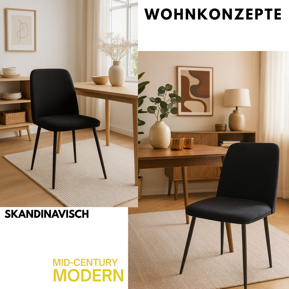 ALBATROS Designer Esszimmerstuhl BONO | 2er Set | Schwarz, Grau, Beige, Blau | Stoff Bezug