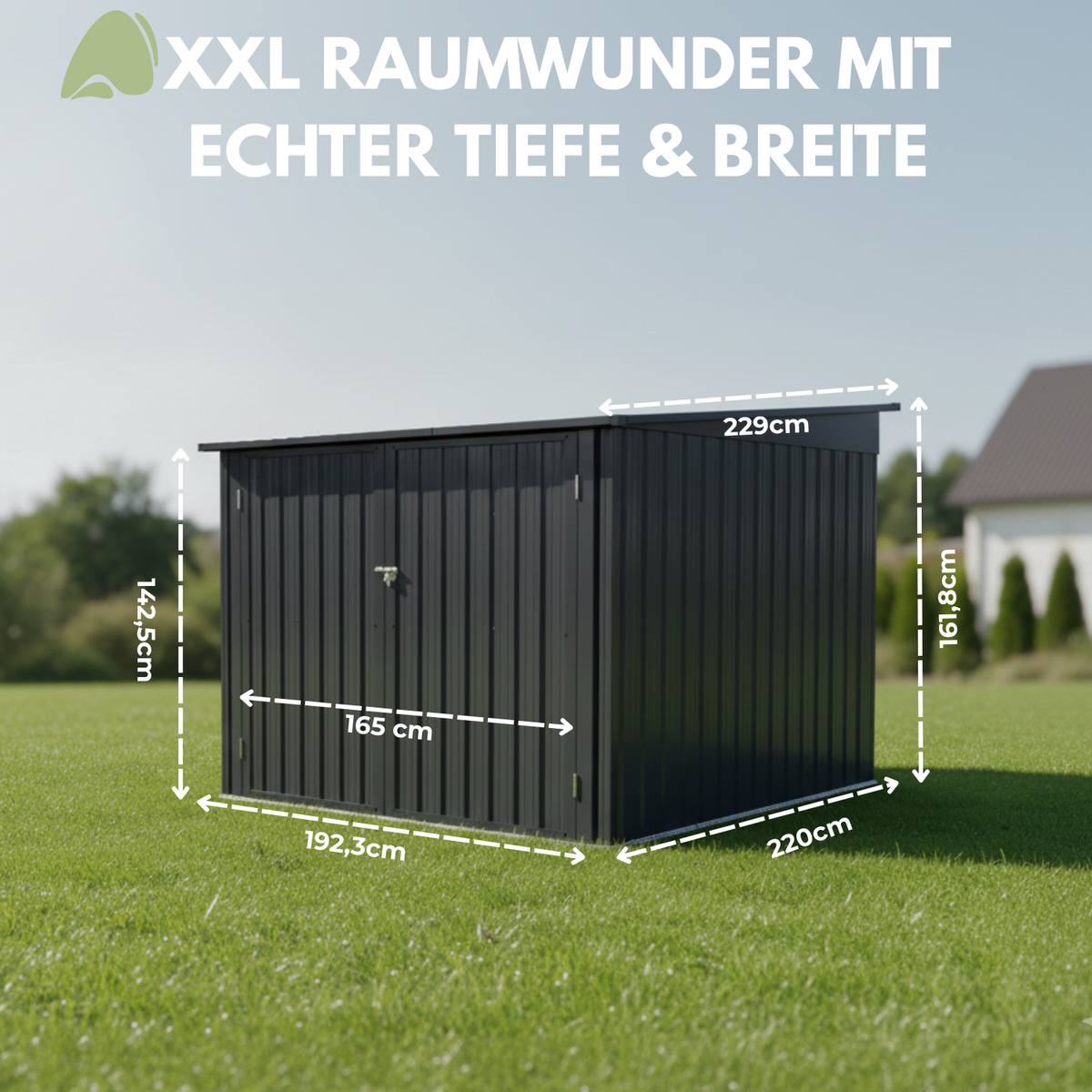 Albatros Premium Fahrradgarage – verzinktes Metall in Anthrazit (RAL 7016) | 203x229x162cm