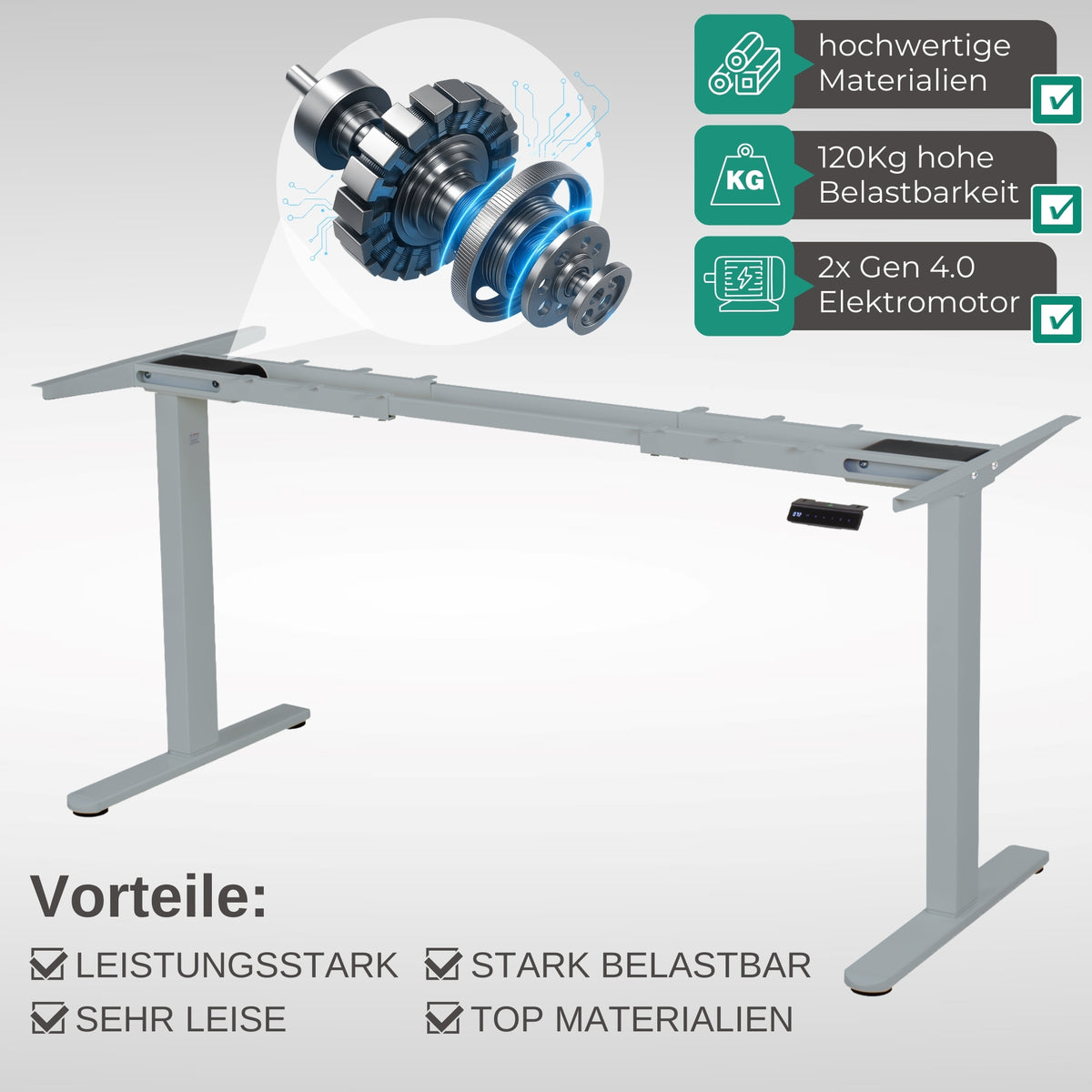 höhenverstellbares Schreibtischgestell LIFT S5 schwarz/weiß/silber, elektrisch
