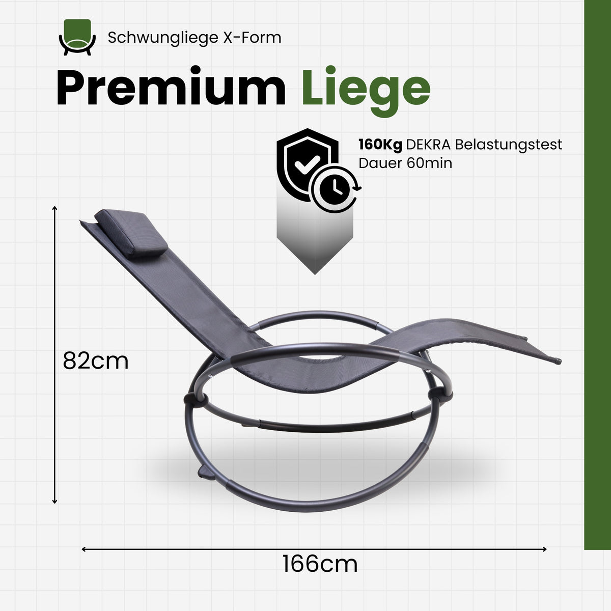 Albatros Design Outdoor Schaukelliege mit Kissen & X-Form – Ergonomische Gartenliege wetterfest & kippsicher