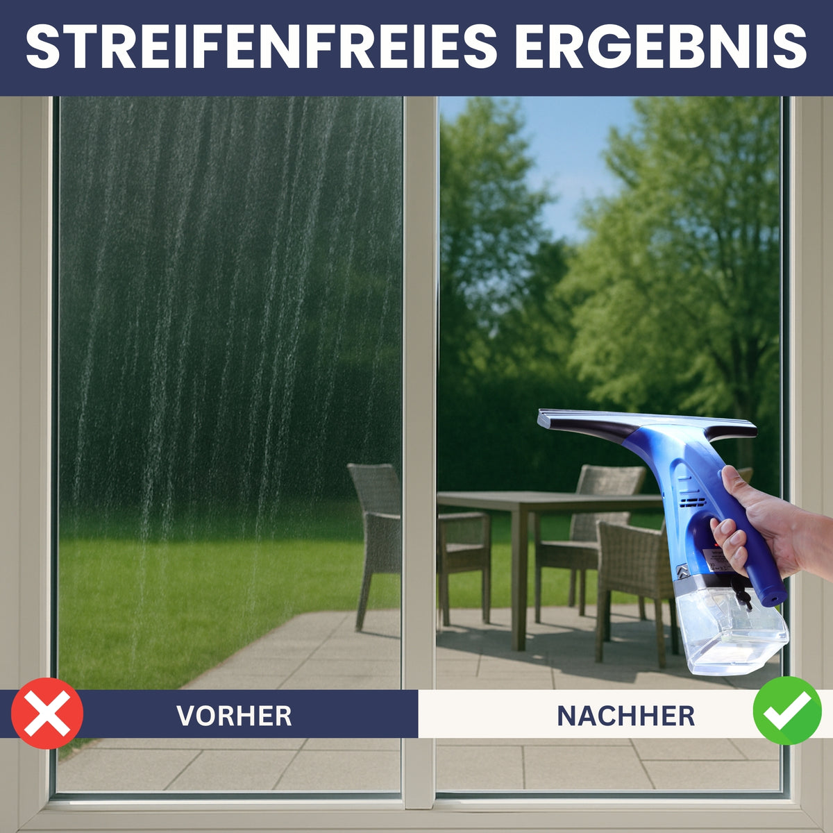 Sommertal Fenstersauger Set mit Sprühflasche & Mikrofaserpad – Akku Fensterreiniger