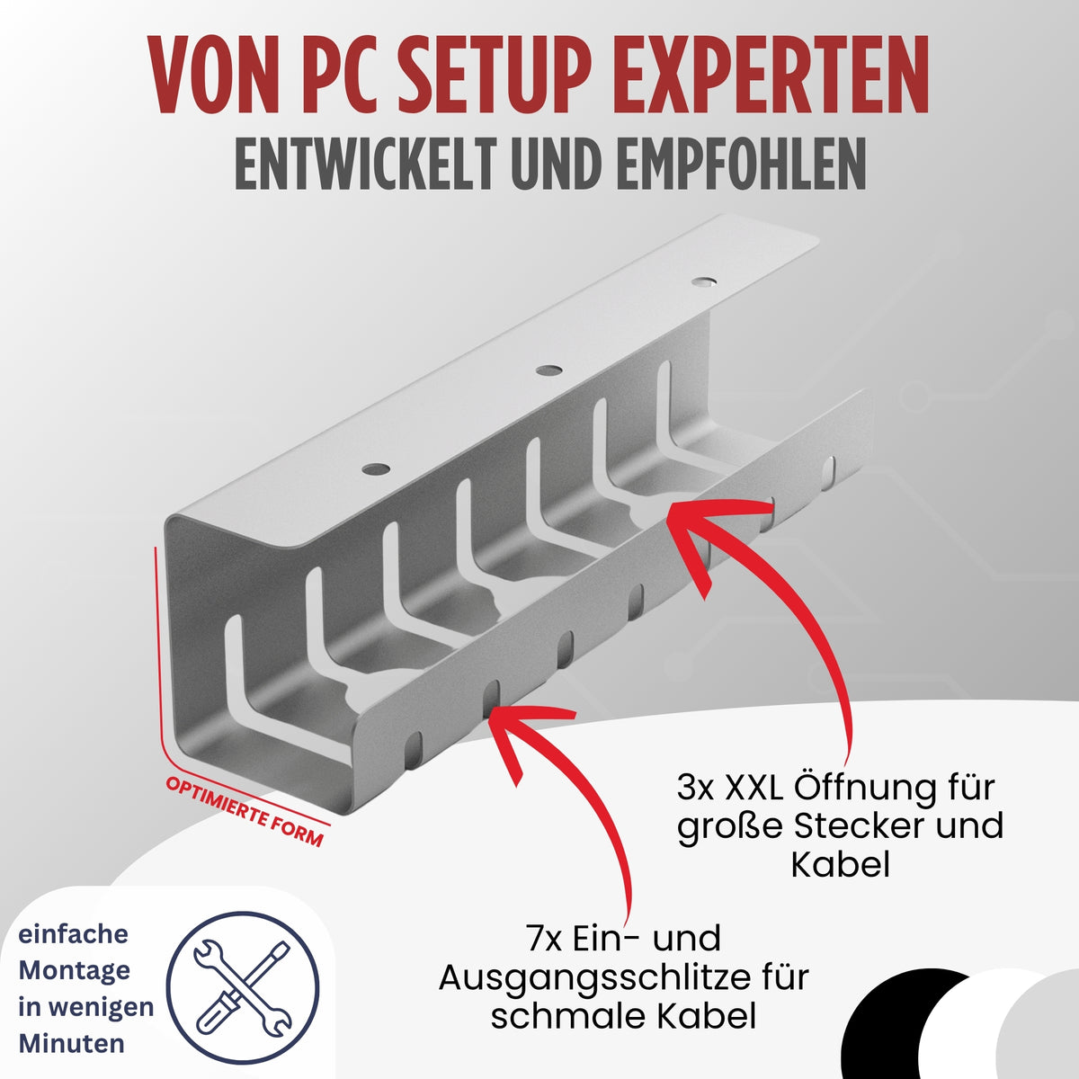 Kabelkanal Schreibtisch Komplettset - verschiedene Sets
