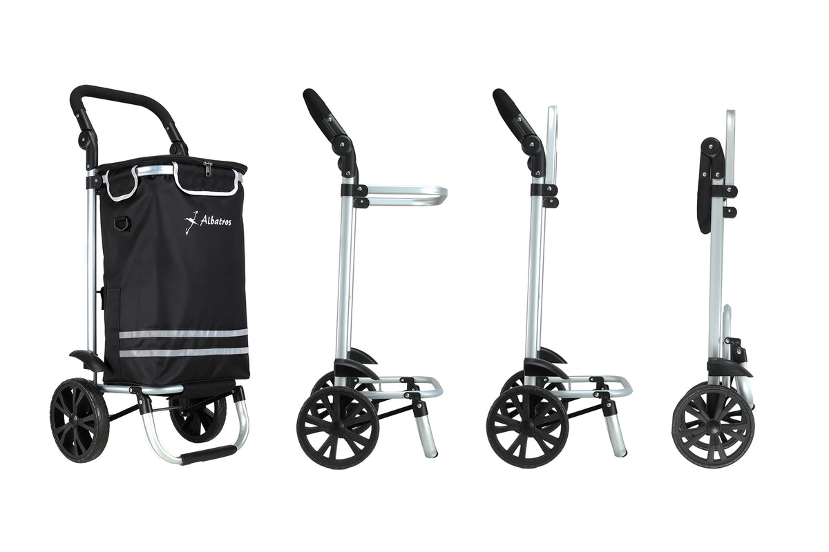 ALBATROS Einkaufstrolley Groß | Einkaufsroller mit großer Tasche, Thermo-Innenbeutel | Sichtfenster für Einkaufszettel | Faltbar klappbar mit großen Räder | Sackkarre inkl. Einkaufswagen-chip