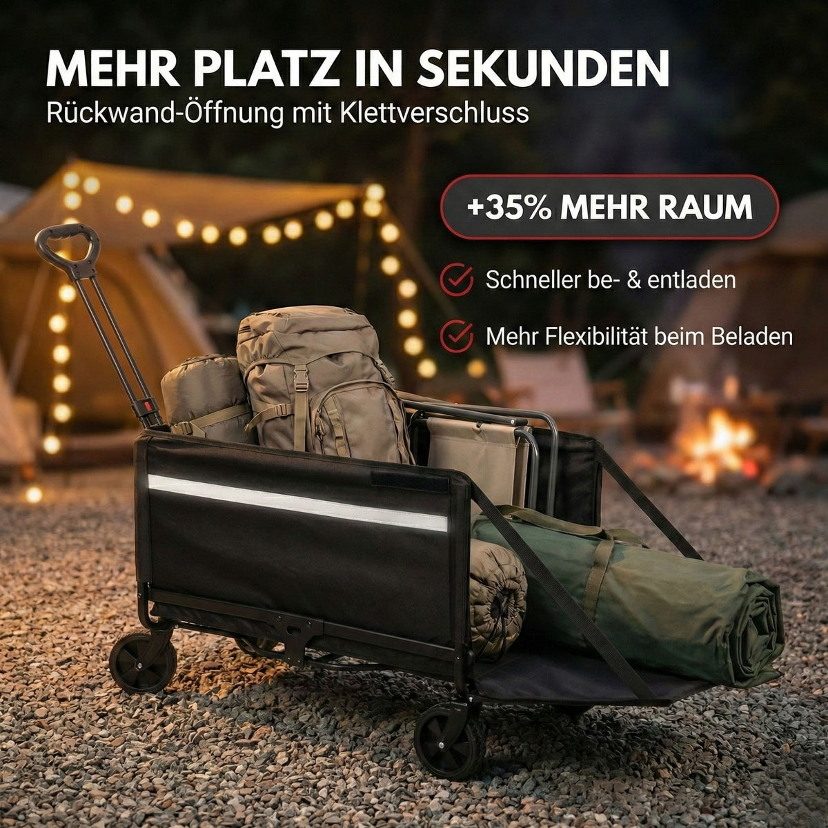 Albatros Bollerwagen klappbar 120L mit Flaschenöffner & Getränkehalter