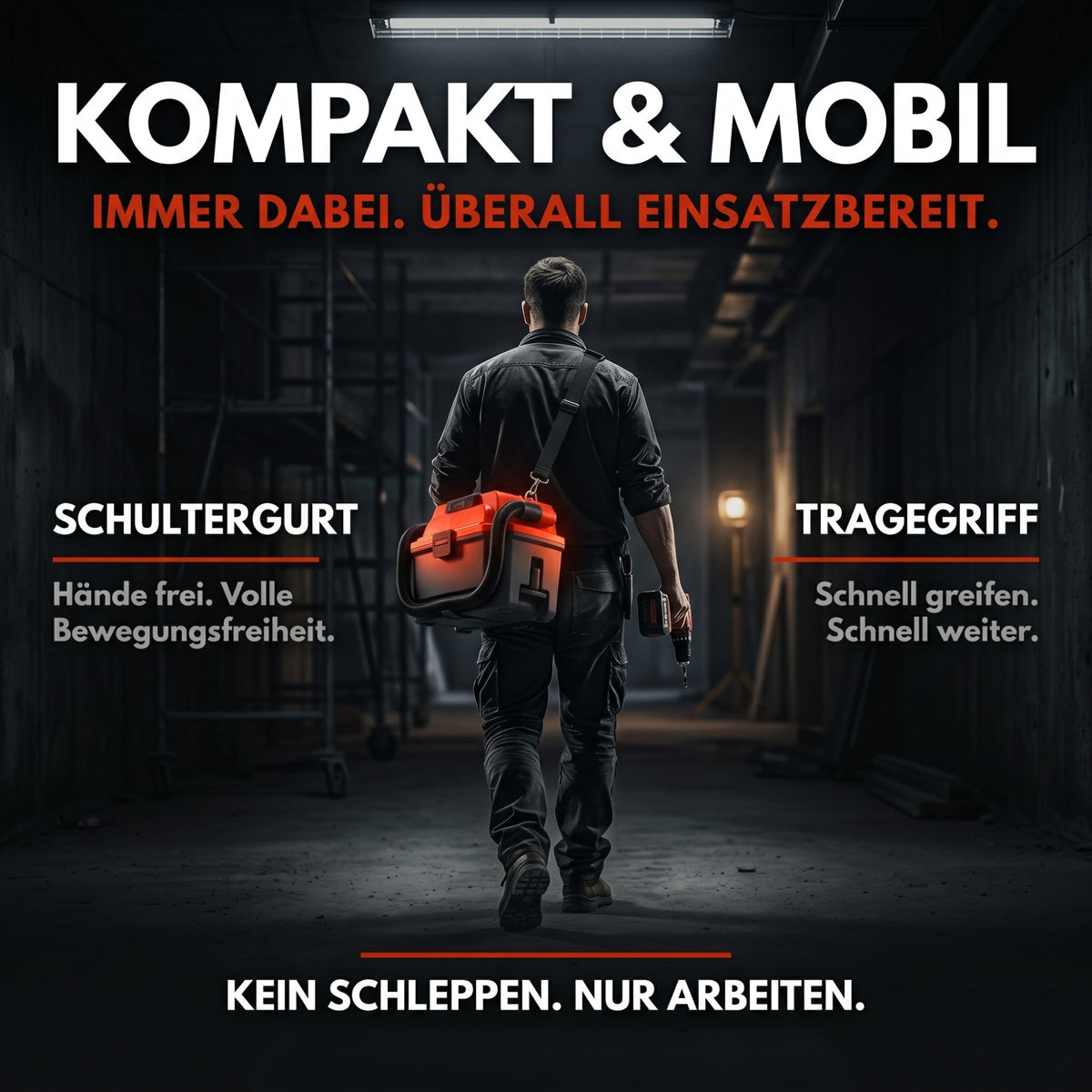 VAC912 Akku Nass Trockensauger 18V – Kabelloser Nasssauger für Auto, Werkstatt & Garage | Saugt Nass & Trocken | Bläst | HEPA