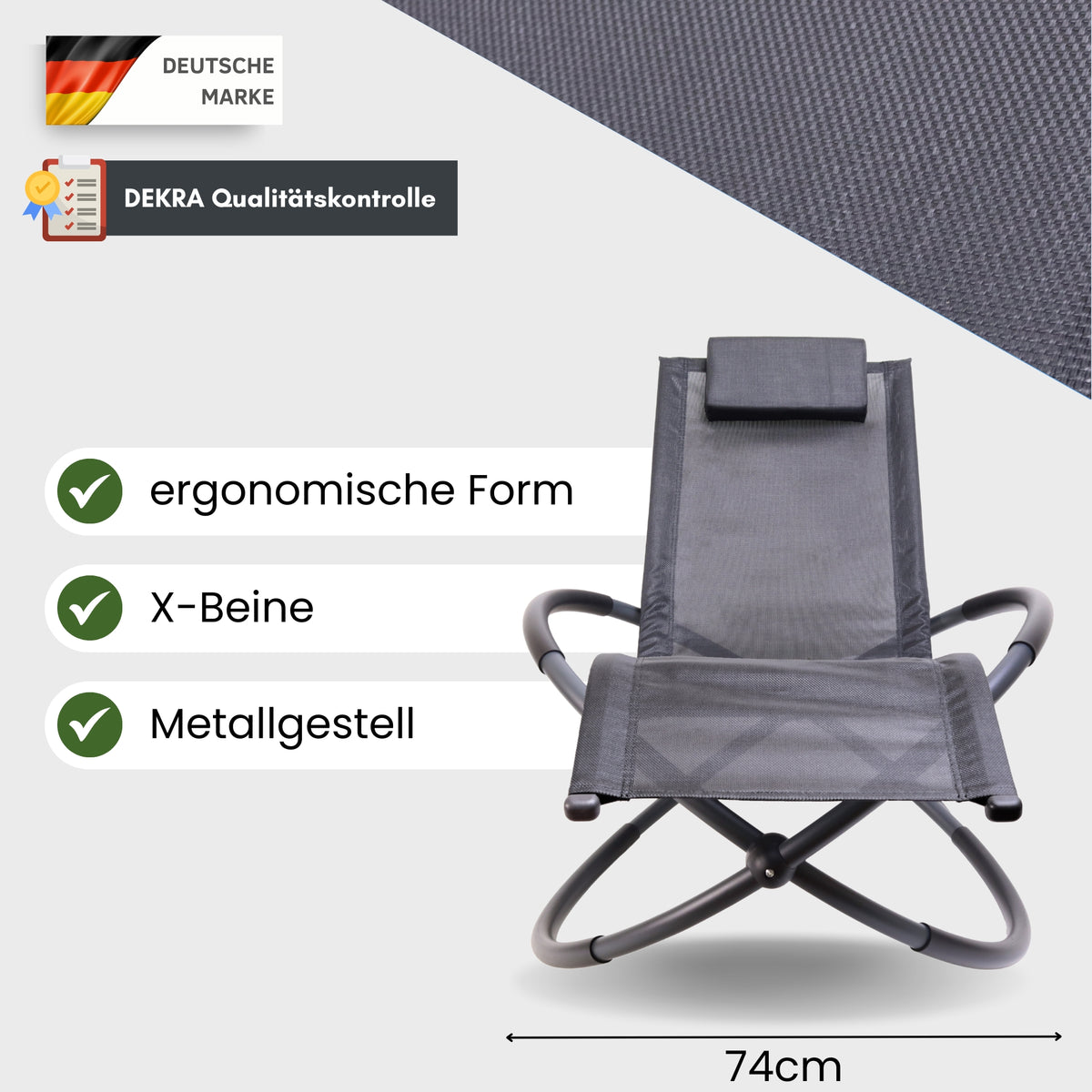 Albatros Design Outdoor Schaukelliege mit Kissen & X-Form – Ergonomische Gartenliege wetterfest & kippsicher