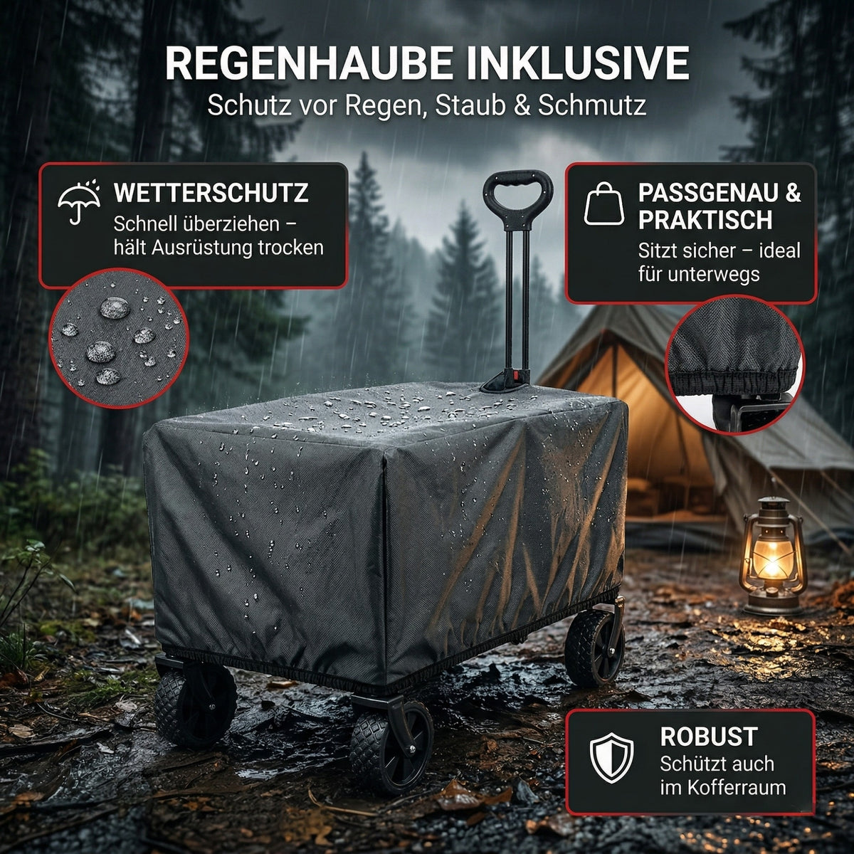 Albatros Bollerwagen klappbar 120L mit Flaschenöffner & Getränkehalter