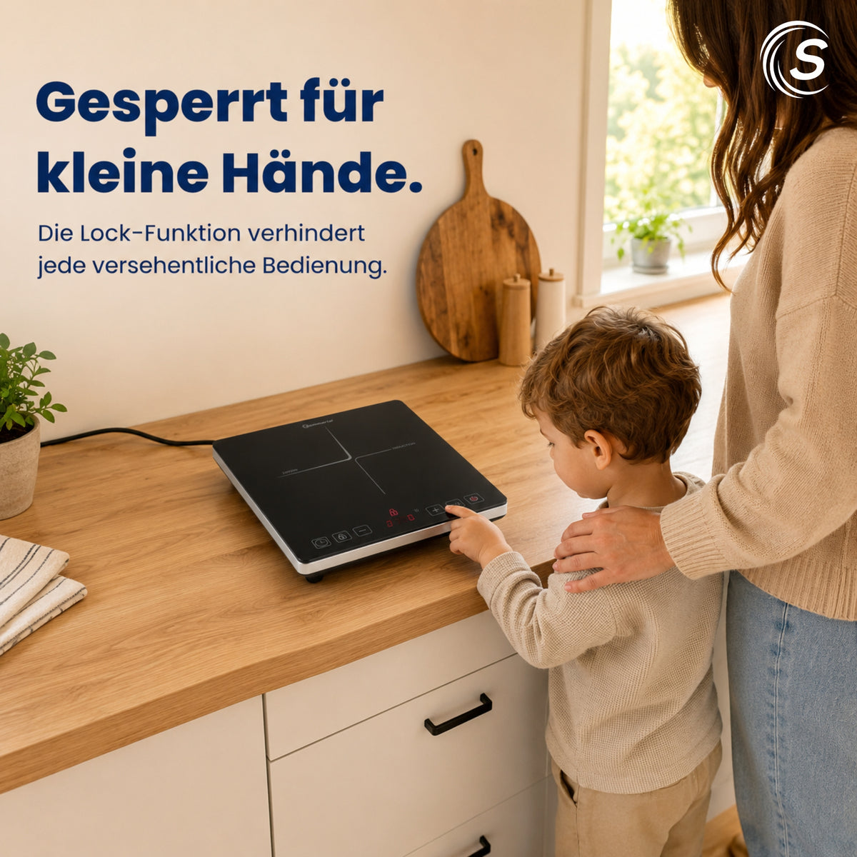 Sommertal Induktionskochfeld Tragbar Super-Slim Design bis 240 °C mit 4h Timer