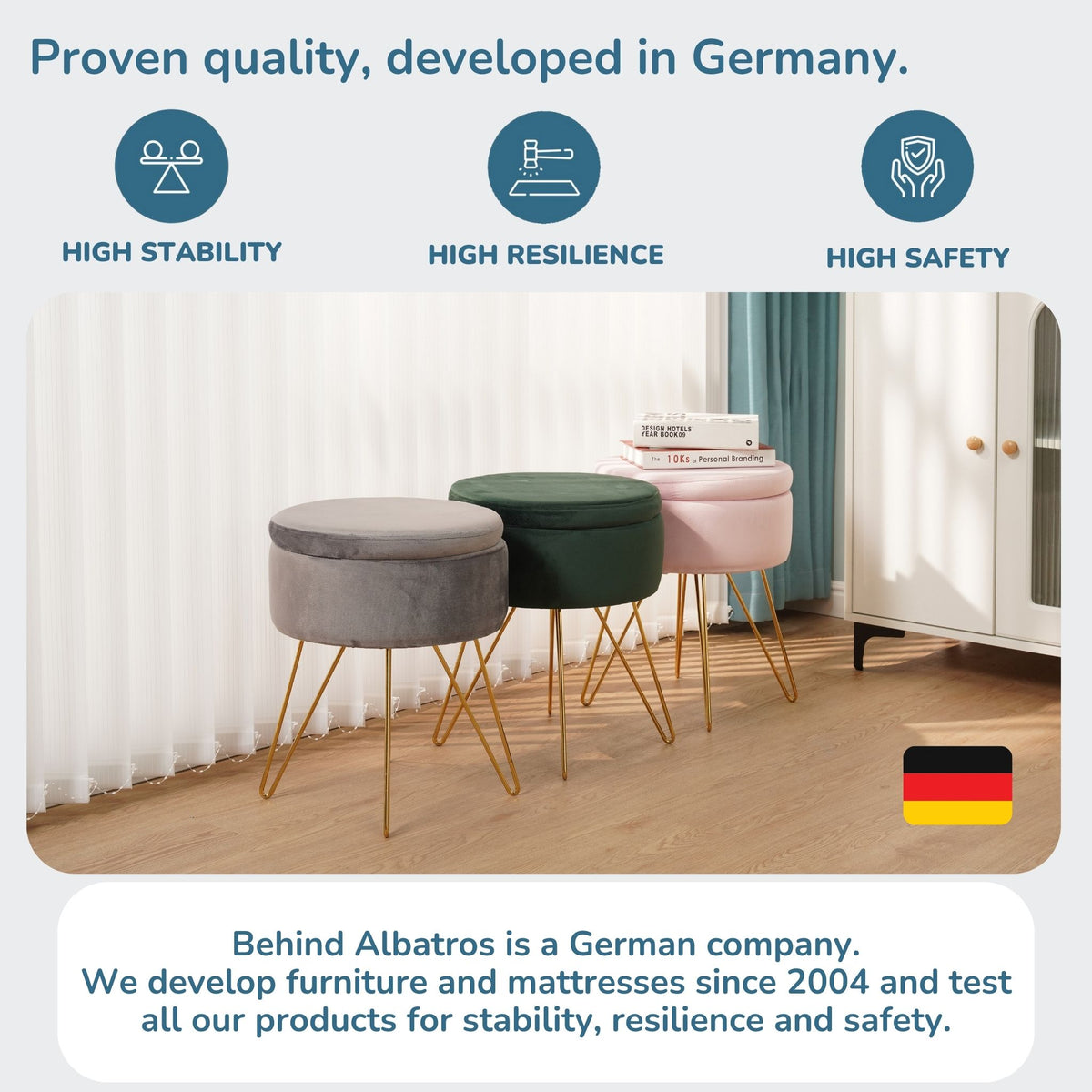 Sitzhocker mit Stauraum CANNES Sherpa oder Samtbezug