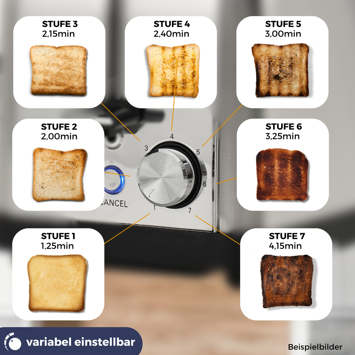Toaster ST1500 XXL, 4 Scheiben mit Brötchenaufsatz, Display