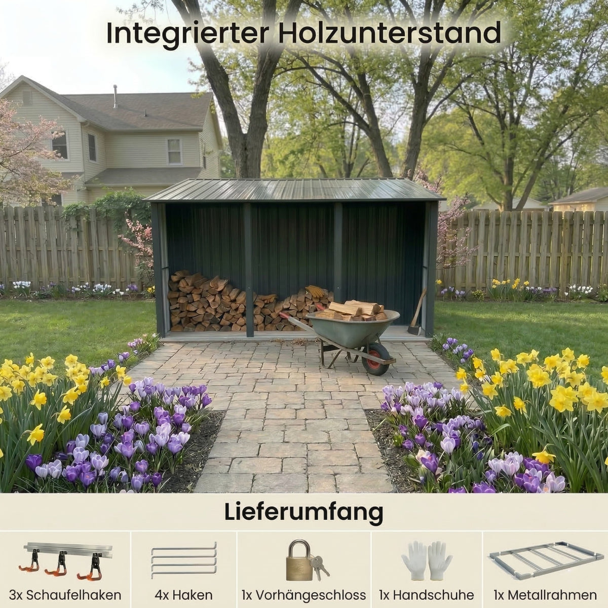 Albatros Gerätehaus 4XL | Anthrazit RAL 7016 | 386,6x325,5x204cm | abschließbar inkl. Schloss & Werkzeughaken | Gartenhaus aus verzinktem wetterfestem Metall