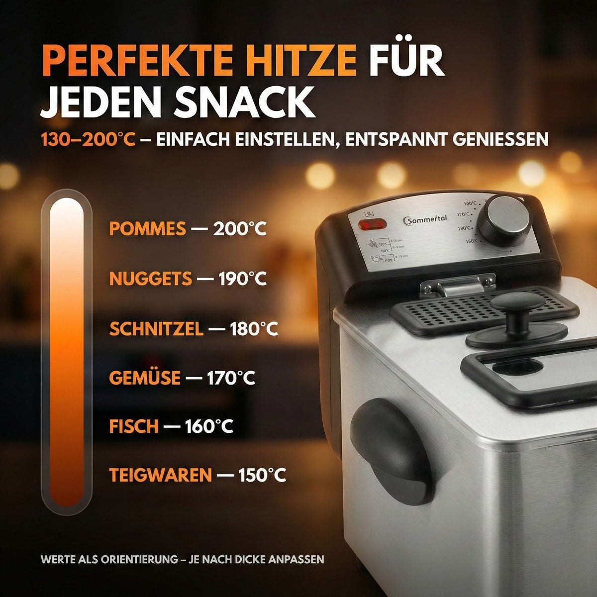 Fritteuse 3L 2000W Edelstahl mit Sichtfenster, Einzelfritteuse + 1L Fettlöser