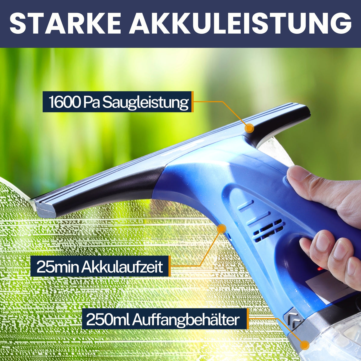 Sommertal Fenstersauger Set mit Sprühflasche & Mikrofaserpad – Akku Fensterreiniger