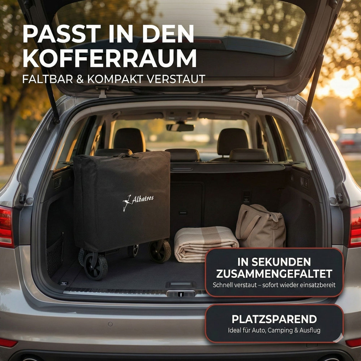 Albatros Bollerwagen klappbar 120L mit Flaschenöffner & Getränkehalter