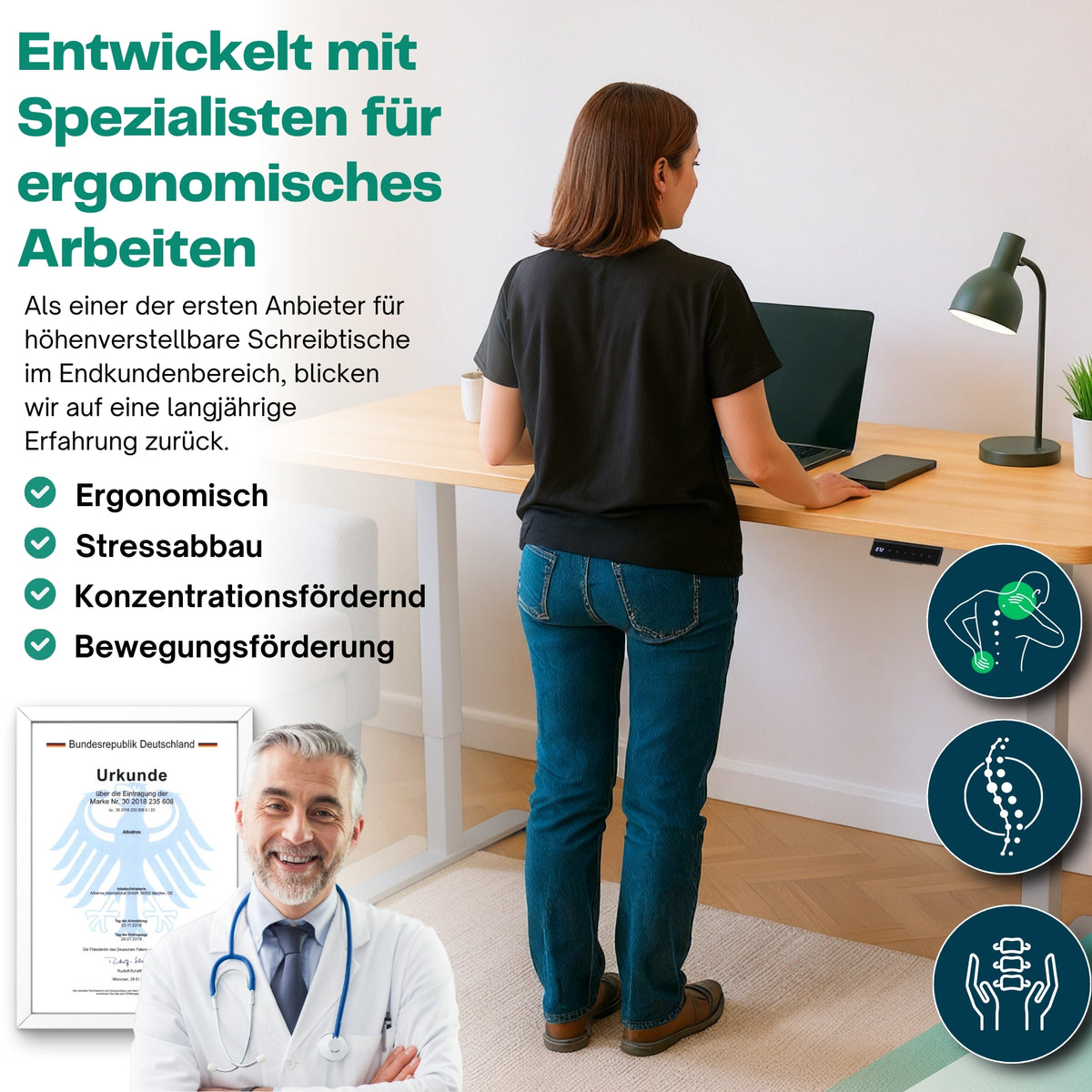 höhenverstellbares Schreibtischgestell LIFT S5 schwarz/weiß/silber, elektrisch