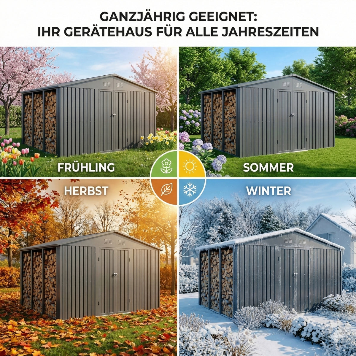 Albatros Gerätehaus 4XL | Anthrazit RAL 7016 | 386,6x325,5x204cm | abschließbar inkl. Schloss & Werkzeughaken | Gartenhaus aus verzinktem wetterfestem Metall