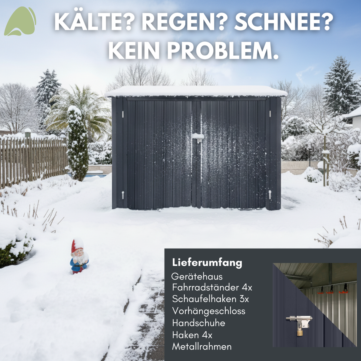 Albatros Premium Fahrradgarage – verzinktes Metall in Anthrazit (RAL 7016) | 203x229x162cm