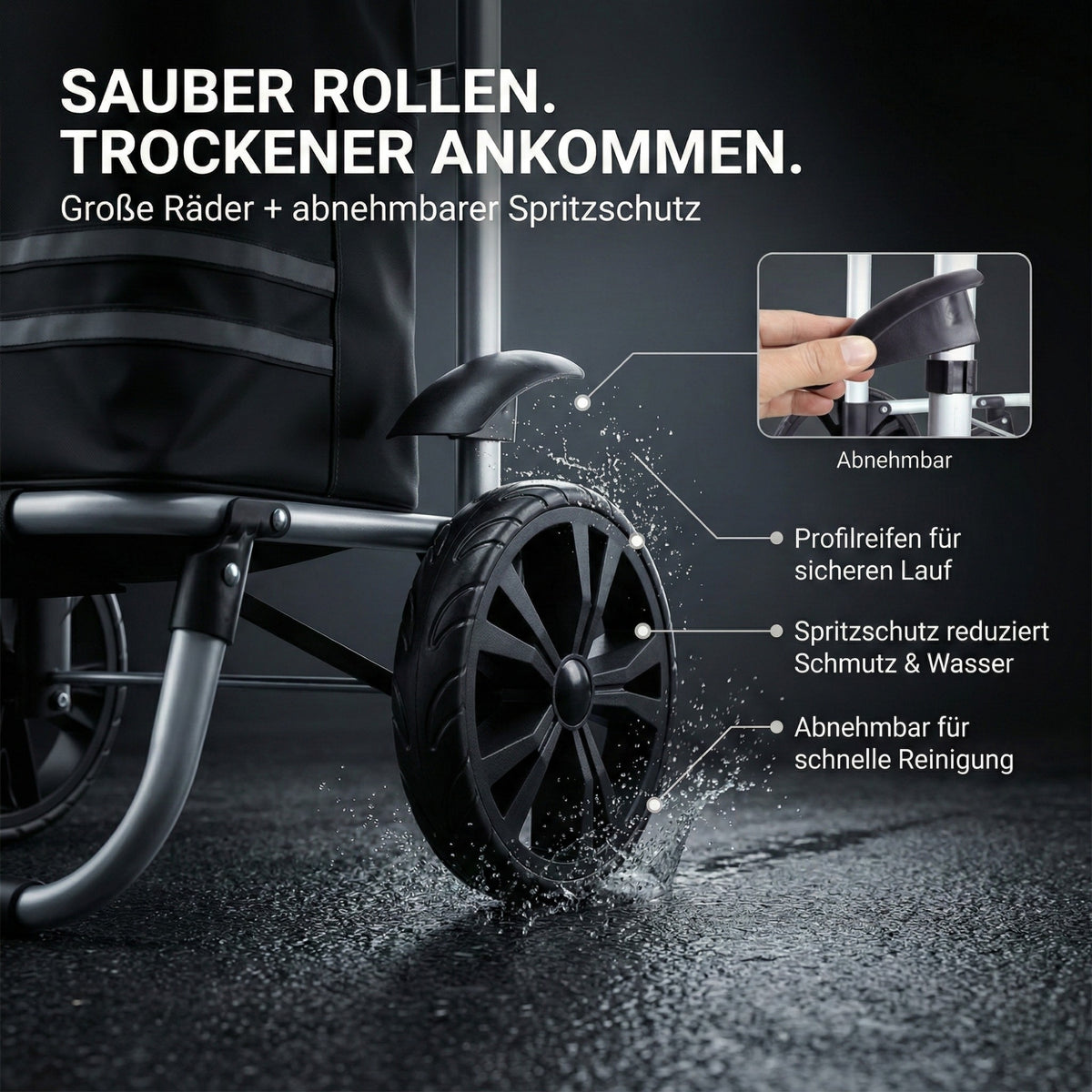 ALBATROS Einkaufstrolley Groß | Einkaufsroller mit großer Tasche, Thermo-Innenbeutel | Sichtfenster für Einkaufszettel | Faltbar klappbar mit großen Räder | Sackkarre inkl. Einkaufswagen-chip