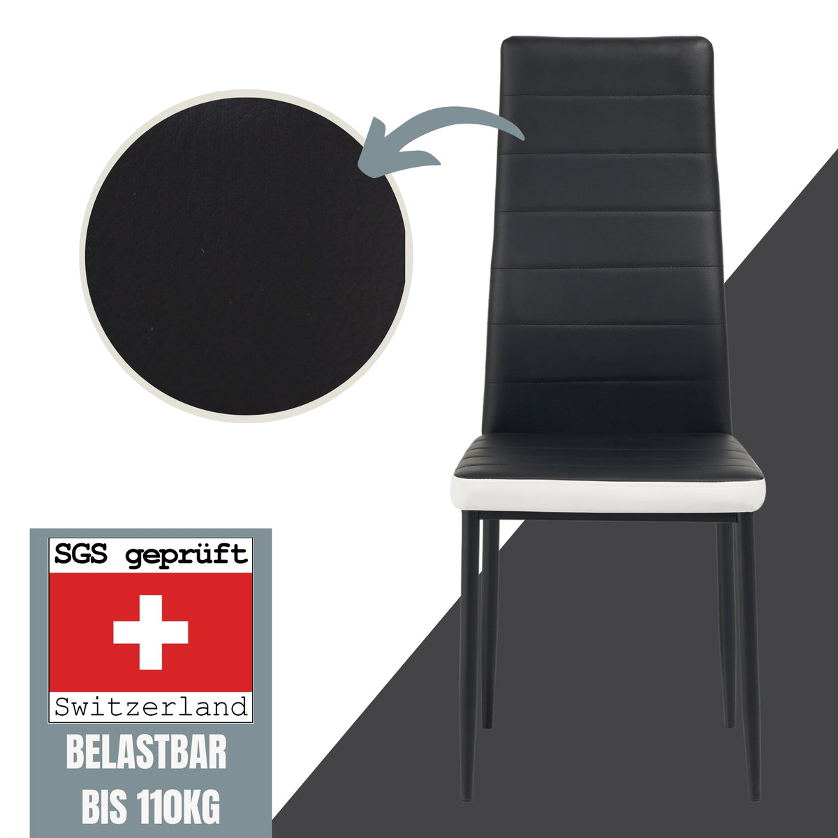 ALBATROS Designer Esszimmerstuhl MILANO | 4er/6er Set | Schwarz, Grau, Beige, Braun, Rot, Weiß | Kunstleder Bezug