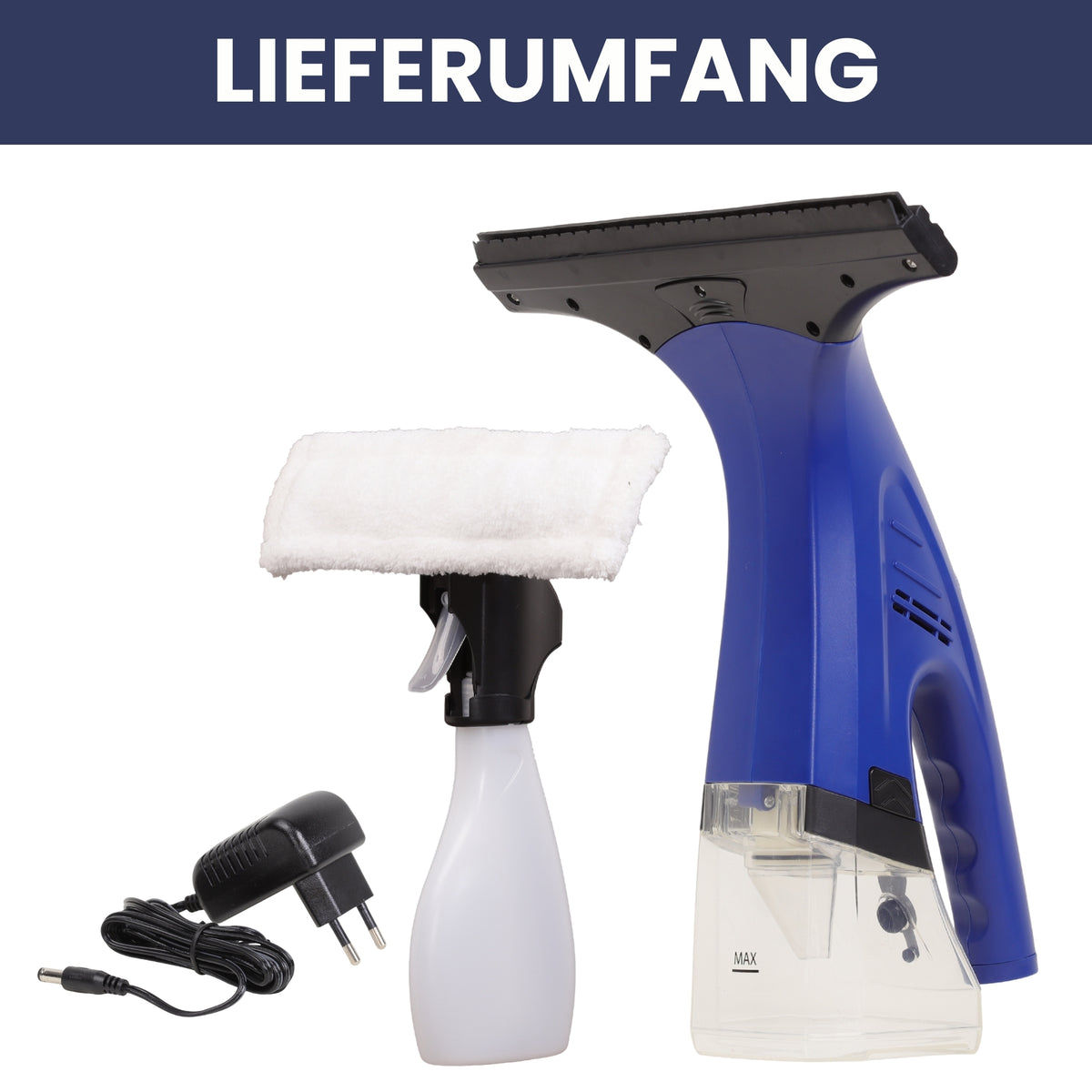 Sommertal Fenstersauger Set mit Sprühflasche & Mikrofaserpad – Akku Fensterreiniger