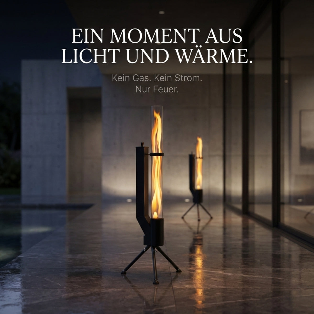 Albatros hochwertige Pelletfackel Schwarz | Raketenofen für den Garten | mit Glas Feuerrohr | Terrassenheizung Terrassenofen | Outdoor Feuerstelle ohne Strom | bis 2h Brenndauer