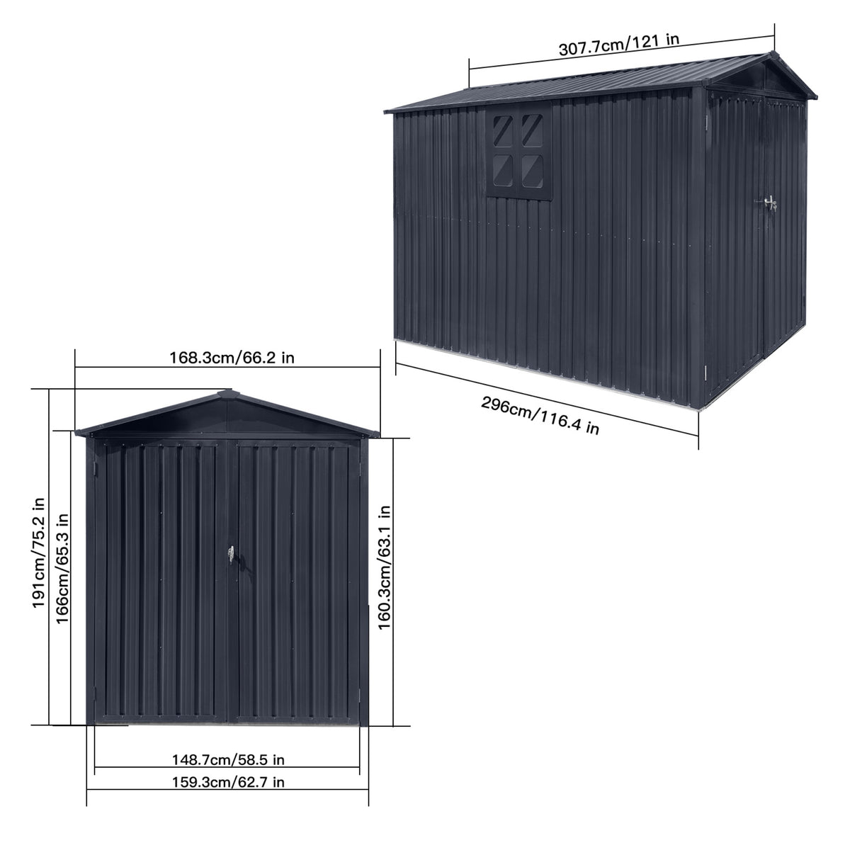 Albatros Premium Motorradgarage – verzinktes Metall in Anthrazit (RAL 7016) | 169x308x191cm