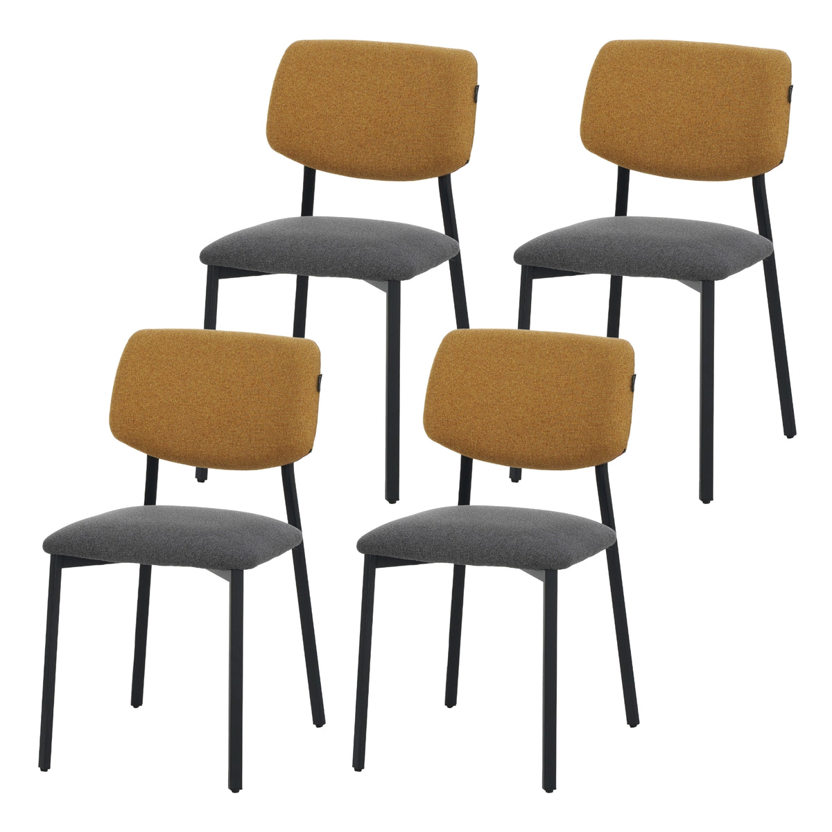 RAVINO Designer Esszimmerstuhl | 4er Set | A21 | Gelb, Schwarz, Grau, Blau | mit Stoffbezug