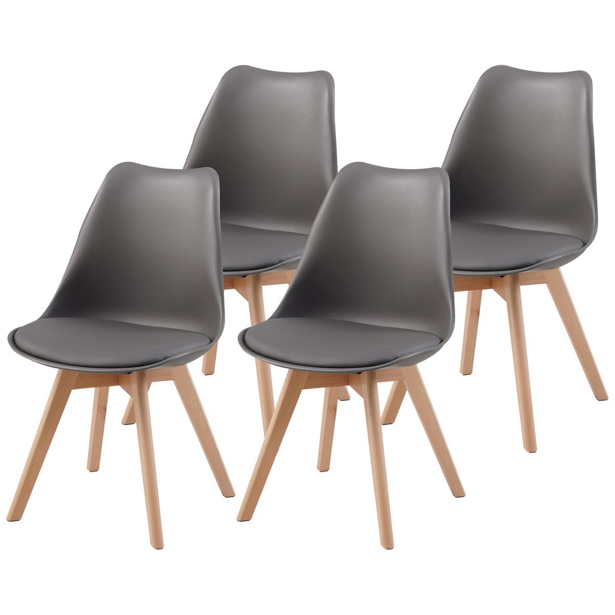 ALBATROS skandinavischer Esszimmerstuhl AARHUS| 4er Set | Grau, Beige | Kunstleder Bezug