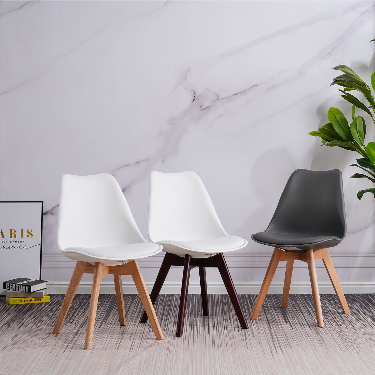 ALBATROS skandinavischer Esszimmerstuhl AARHUS| 4er Set | Grau, Beige | Kunstleder Bezug