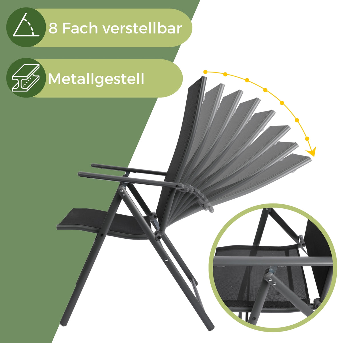 Gartenstuhl Aruba mit Sitzauflage, Klappbar mit robustem Metallgestell