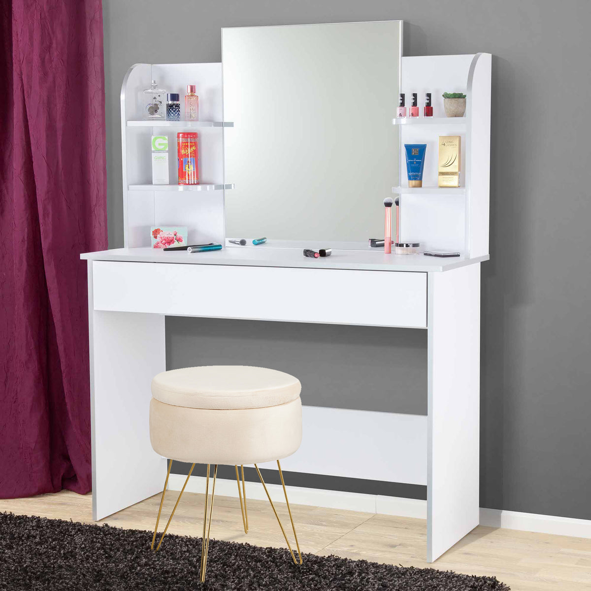 Sitzhocker mit Stauraum CANNES Sherpa oder Samtbezug