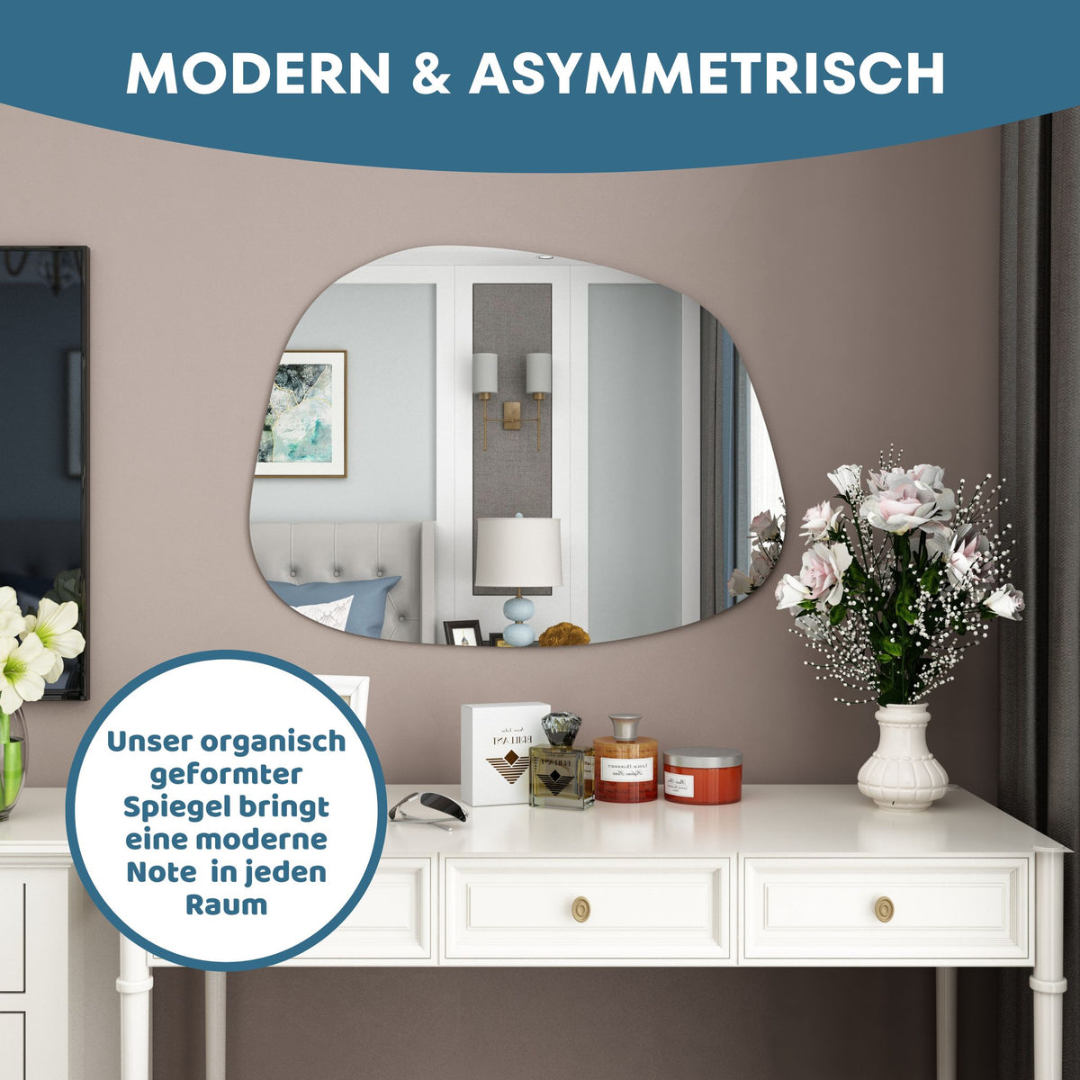 Designerspiegel oval Asymmetrisch, Wandspiegel oder Türspiegel