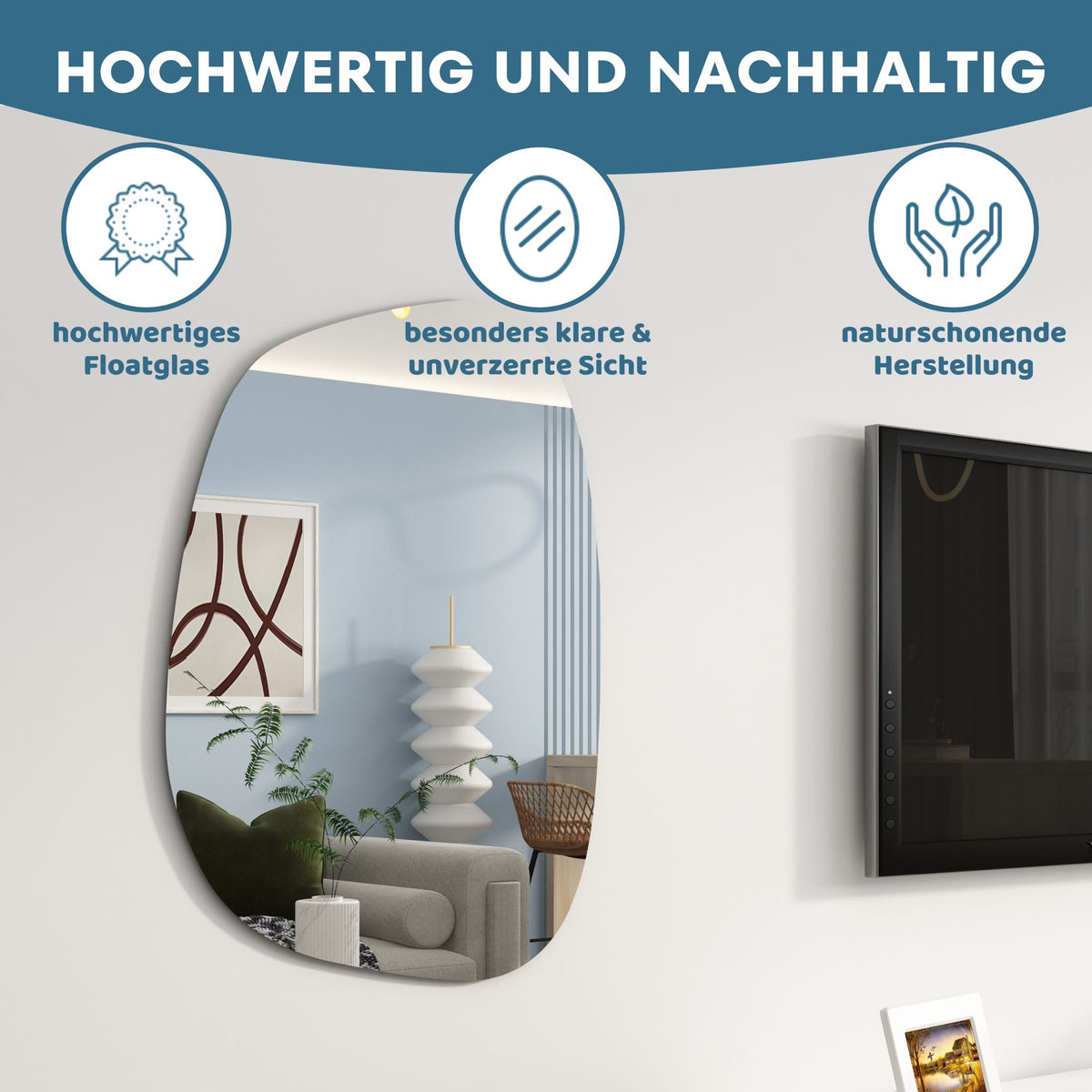 Designerspiegel oval Asymmetrisch, Wandspiegel oder Türspiegel