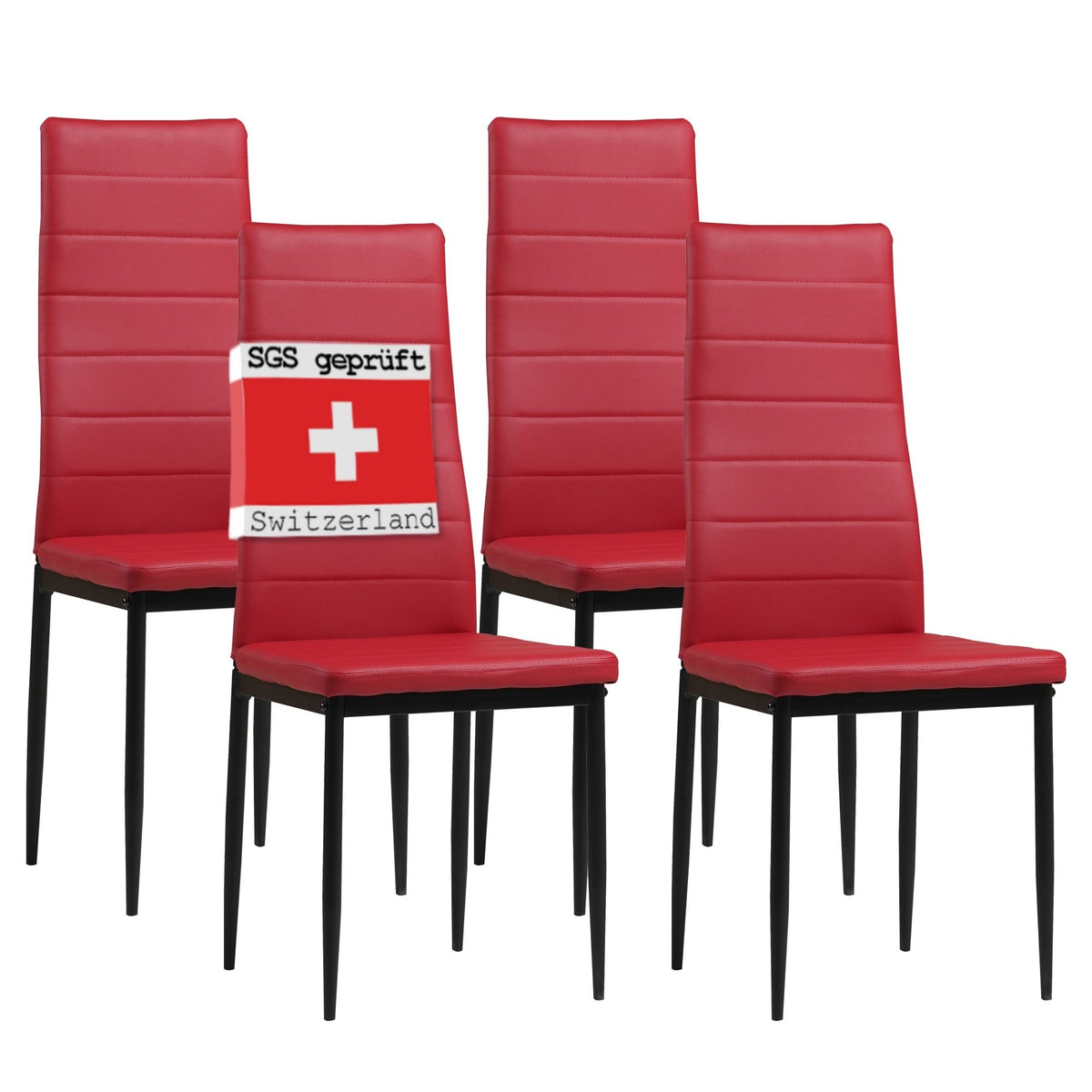 ALBATROS Designer Esszimmerstuhl MILANO | 4er/6er Set | Schwarz, Grau, Beige, Braun, Rot, Weiß | Kunstleder Bezug
