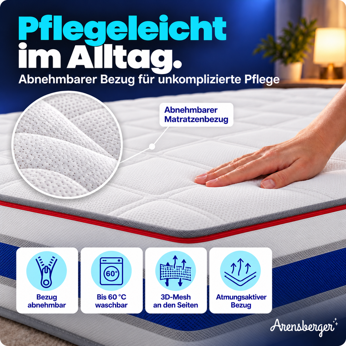 Arensberger RELAXX Kaltschaummatratze – 25 cm, H2/H3, 7-Zonen