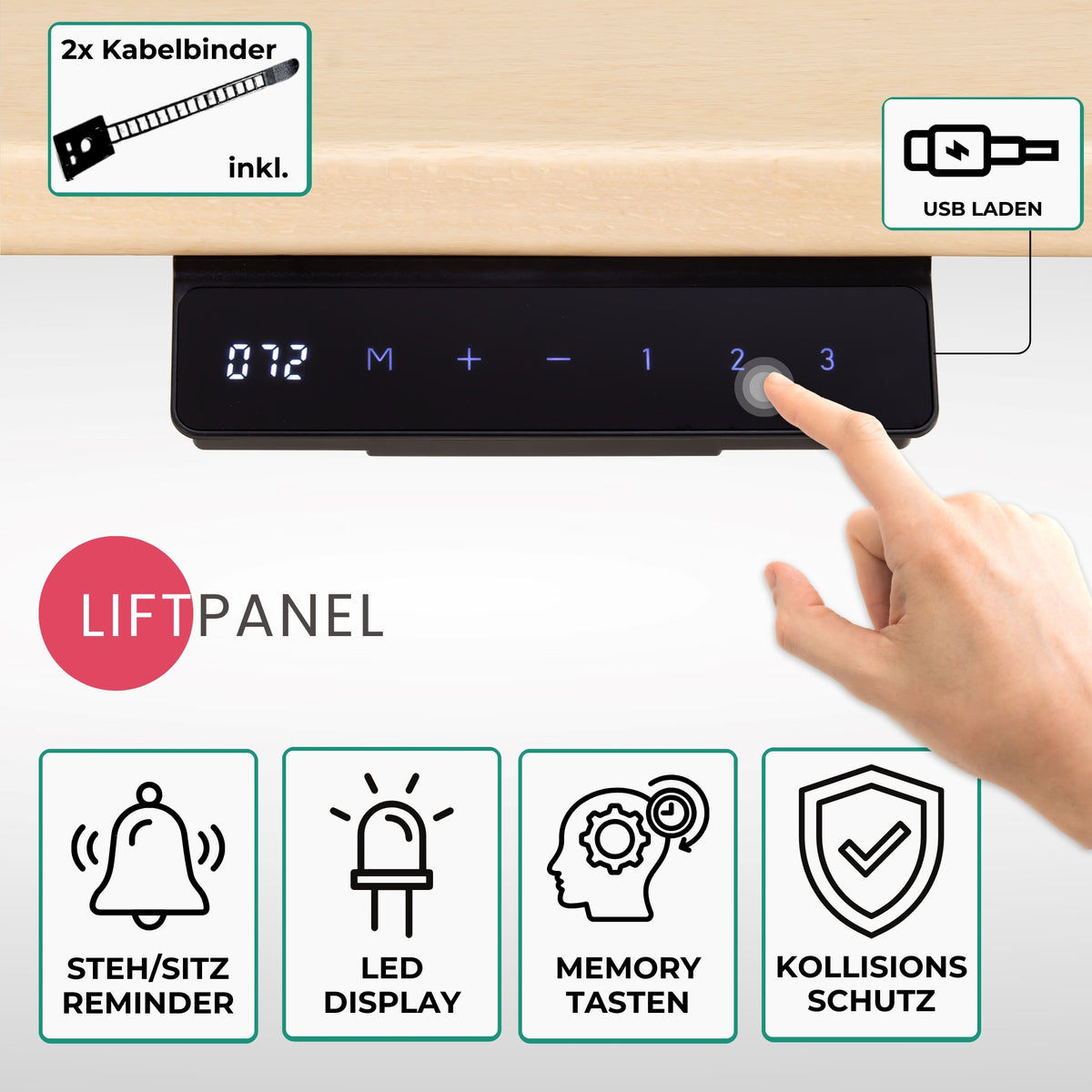 höhenverstellbares Schreibtischgestell LIFT S5 schwarz/weiß/silber, elektrisch