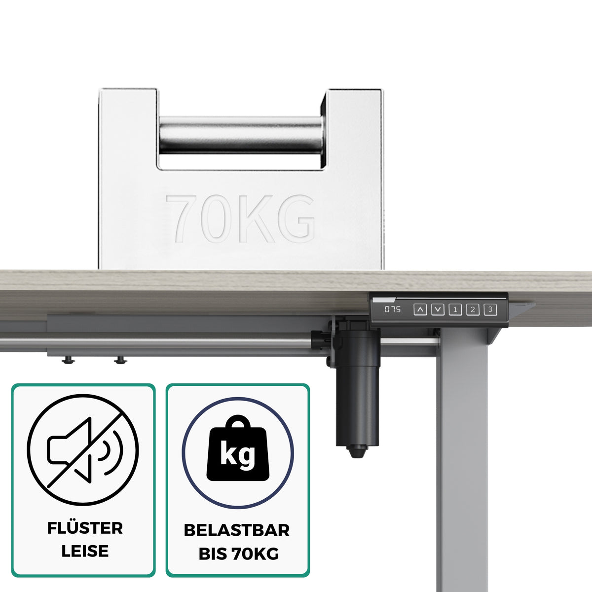 höhenverstellbares Schreibtischgestell UP30 schwarz/weiß/silber, elektrisch