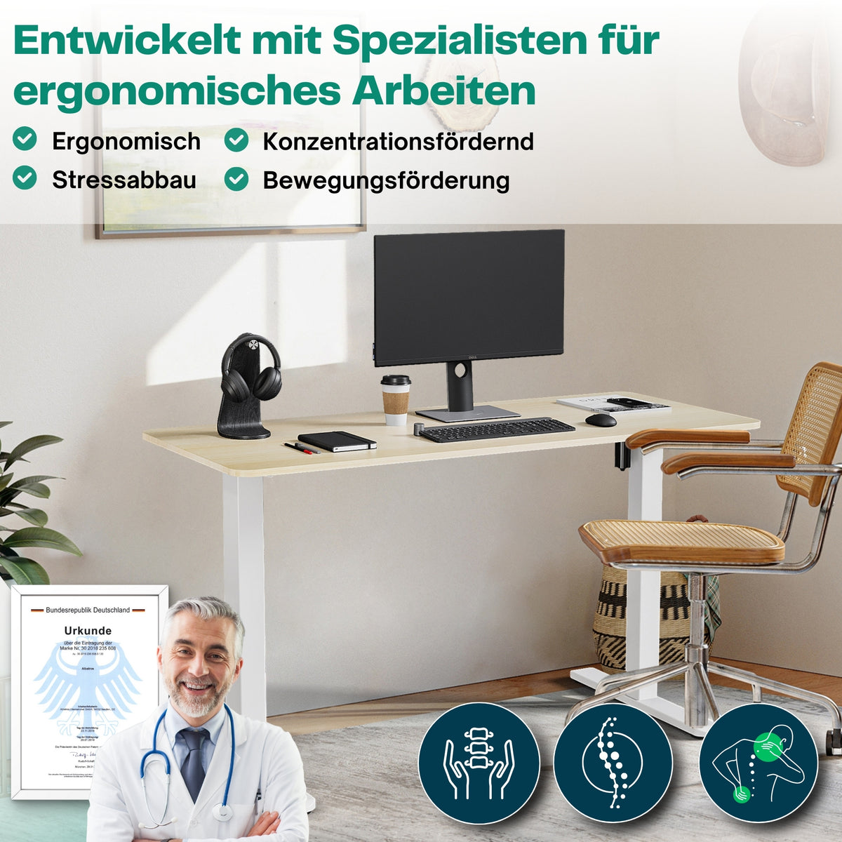 höhenverstellbares Schreibtischgestell UP30 schwarz/weiß/silber, elektrisch