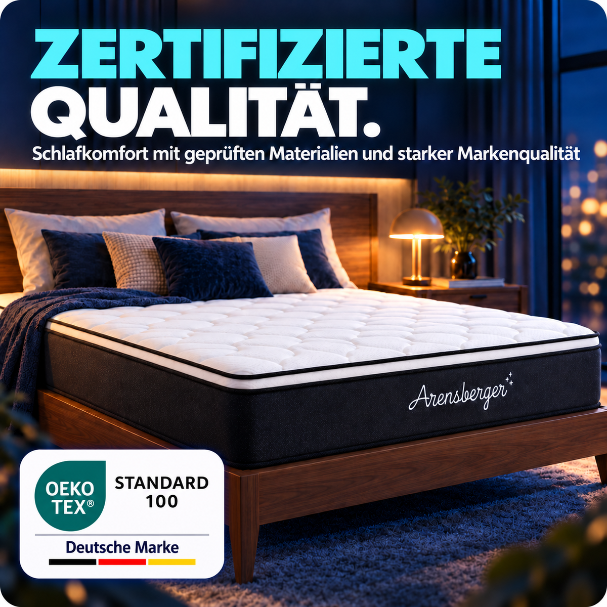 Arensberger EMILIA Taschenfederkernmatratze – 23 cm, Gelschaum, integrierter Topper