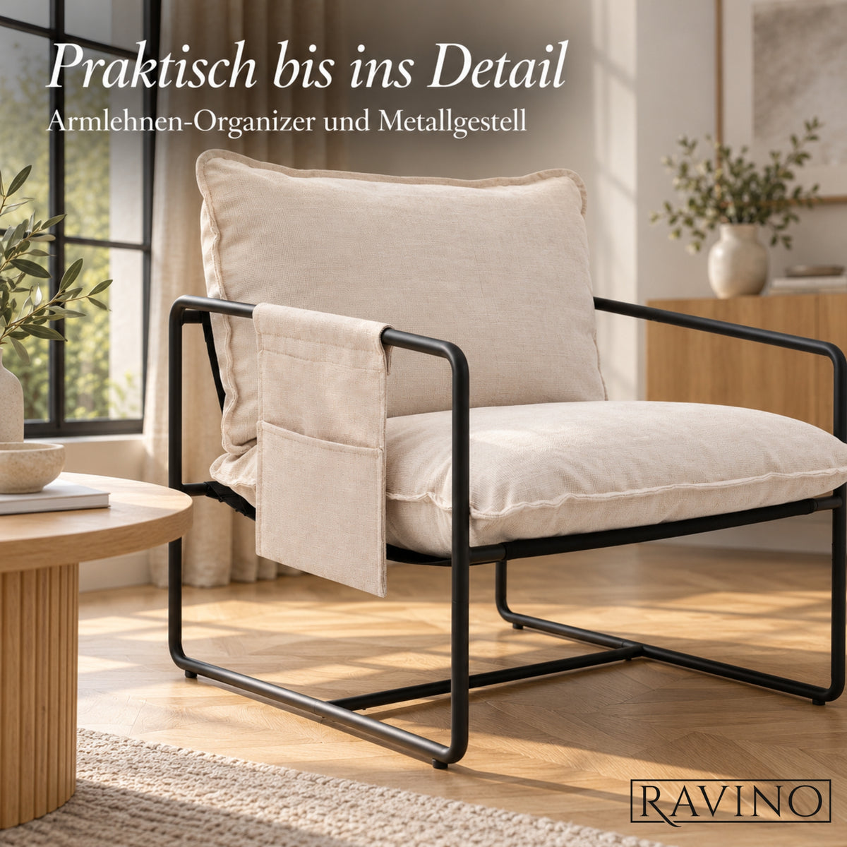 Albatros BRESTON Loungesessel – Stoffbezug, Vintage-Design