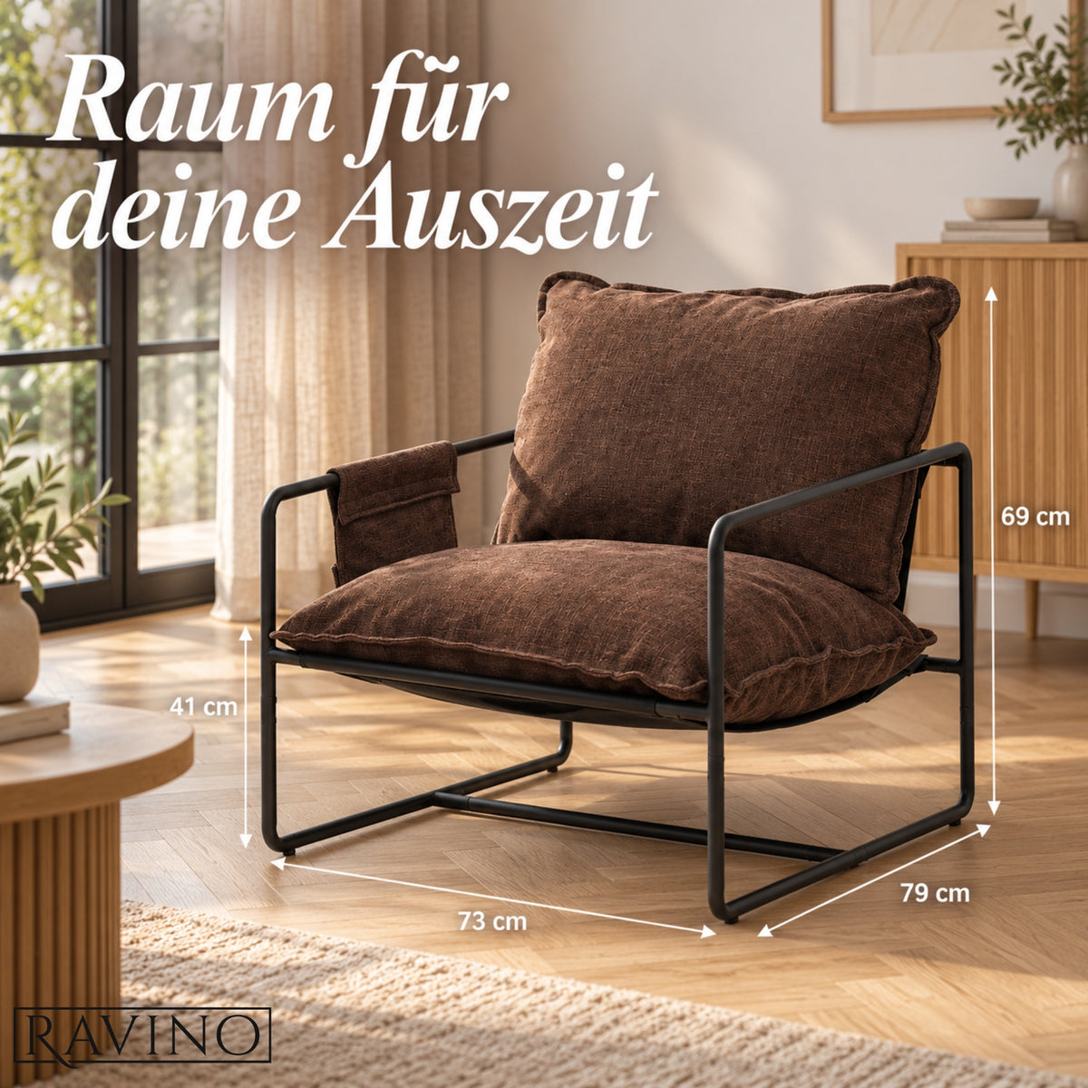Albatros BRESTON Loungesessel – Stoffbezug, Vintage-Design