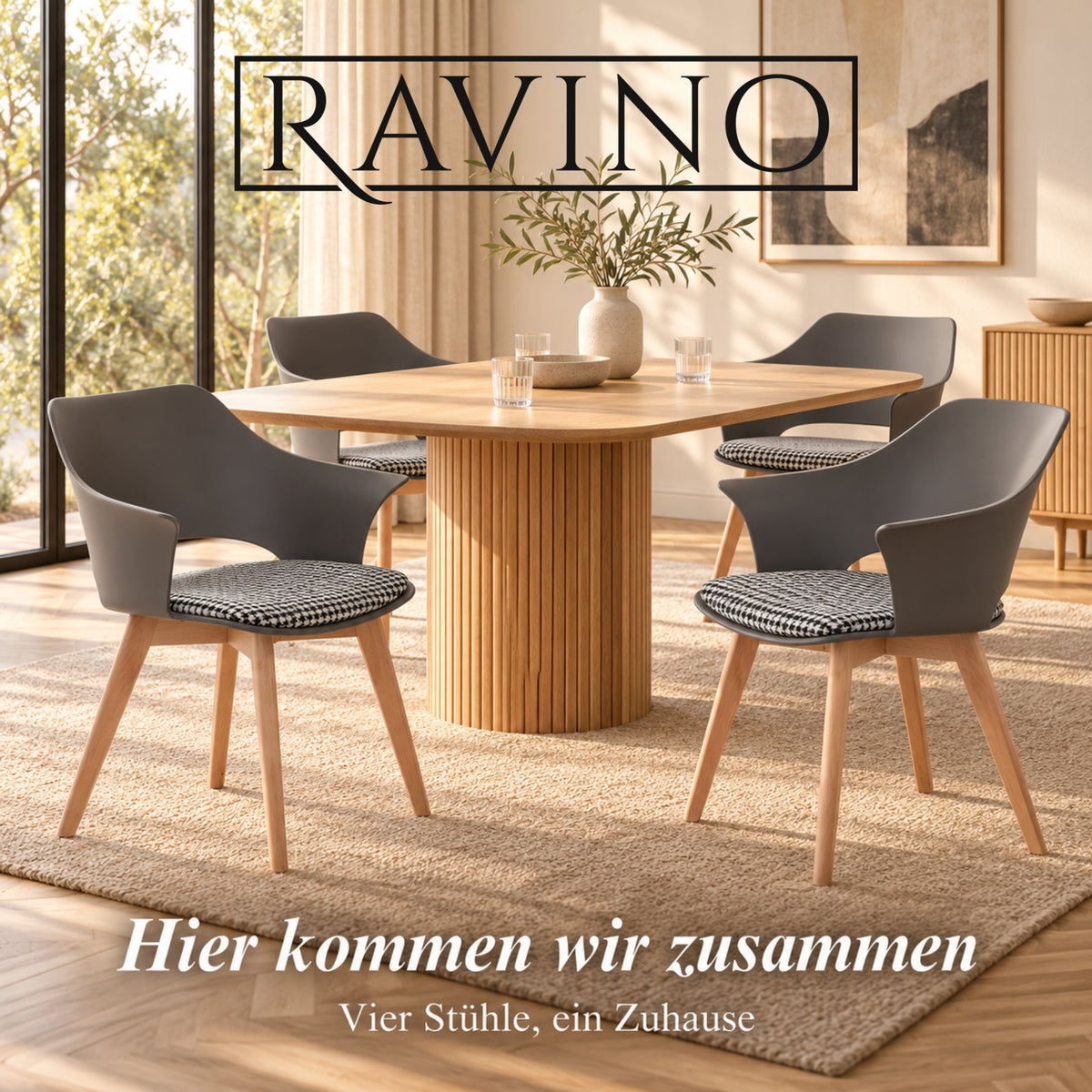 Albatros AALBORG Esszimmerstuhl – Stoffbezug, Massivholzbeine