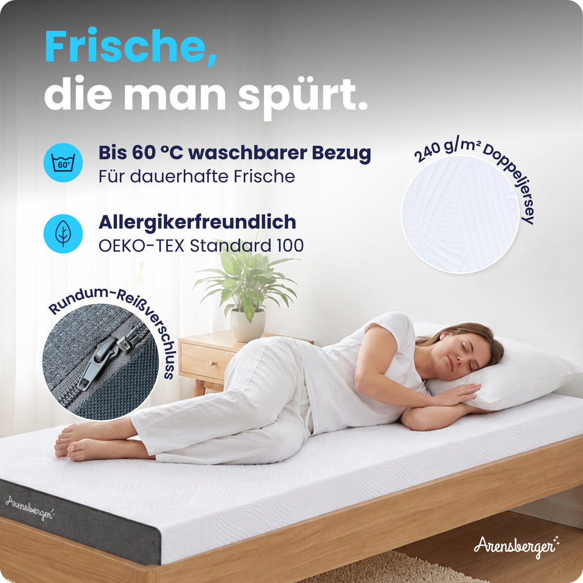 Arensberger ANNA Gelschaum Matratze – 13 cm NANOCELL® Gel-Schaum – H3 Härtegrad