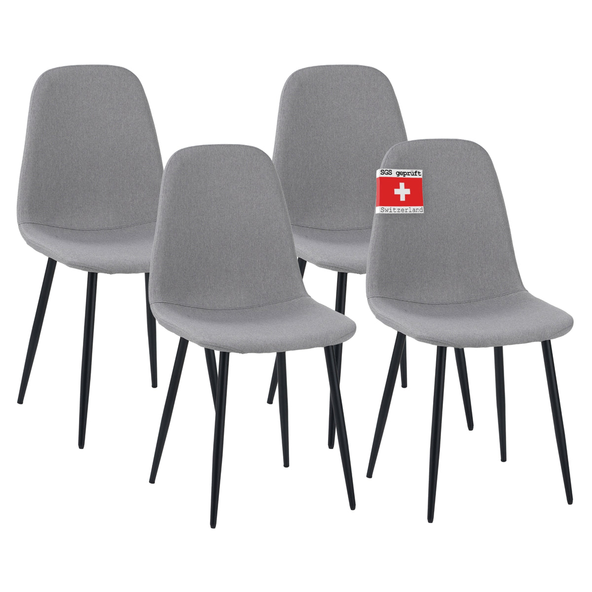 ALBATROS Designer Esszimmerstuhl BARI | 4er Set | Schwarz, Grau, Beige | Stoff Bezug
