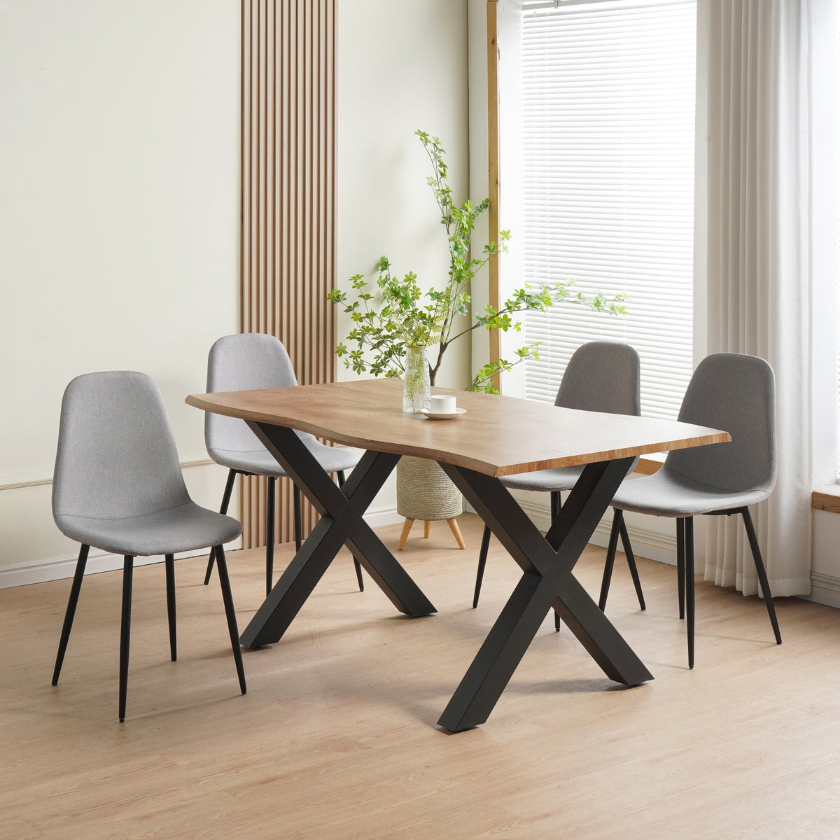 ALBATROS Designer Esszimmerstuhl BARI | 4er Set | Schwarz, Grau, Beige | Stoff Bezug