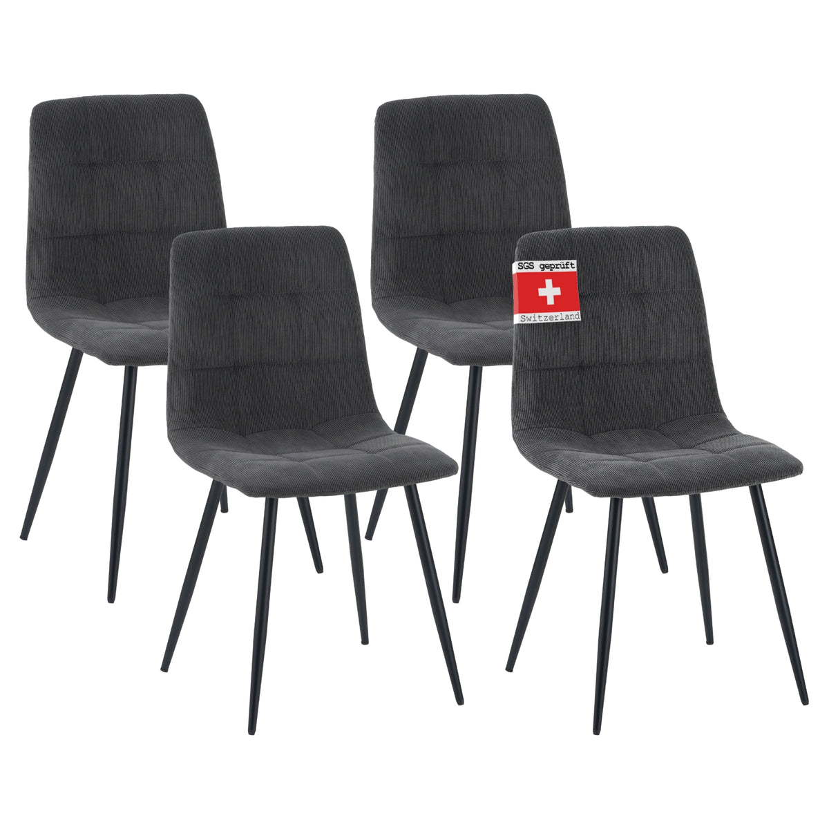 ALBATROS Designer Esszimmerstuhl BORA | 4er Set | Braun, Anthrazit, Beige | Cord Bezug