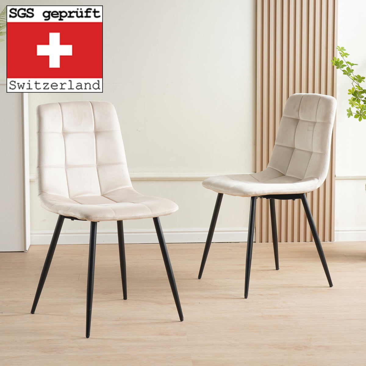 ALBATROS Designer Esszimmerstuhl BORA | 4er Set | Anthrazit, Grau, Beige | Samt Bezug